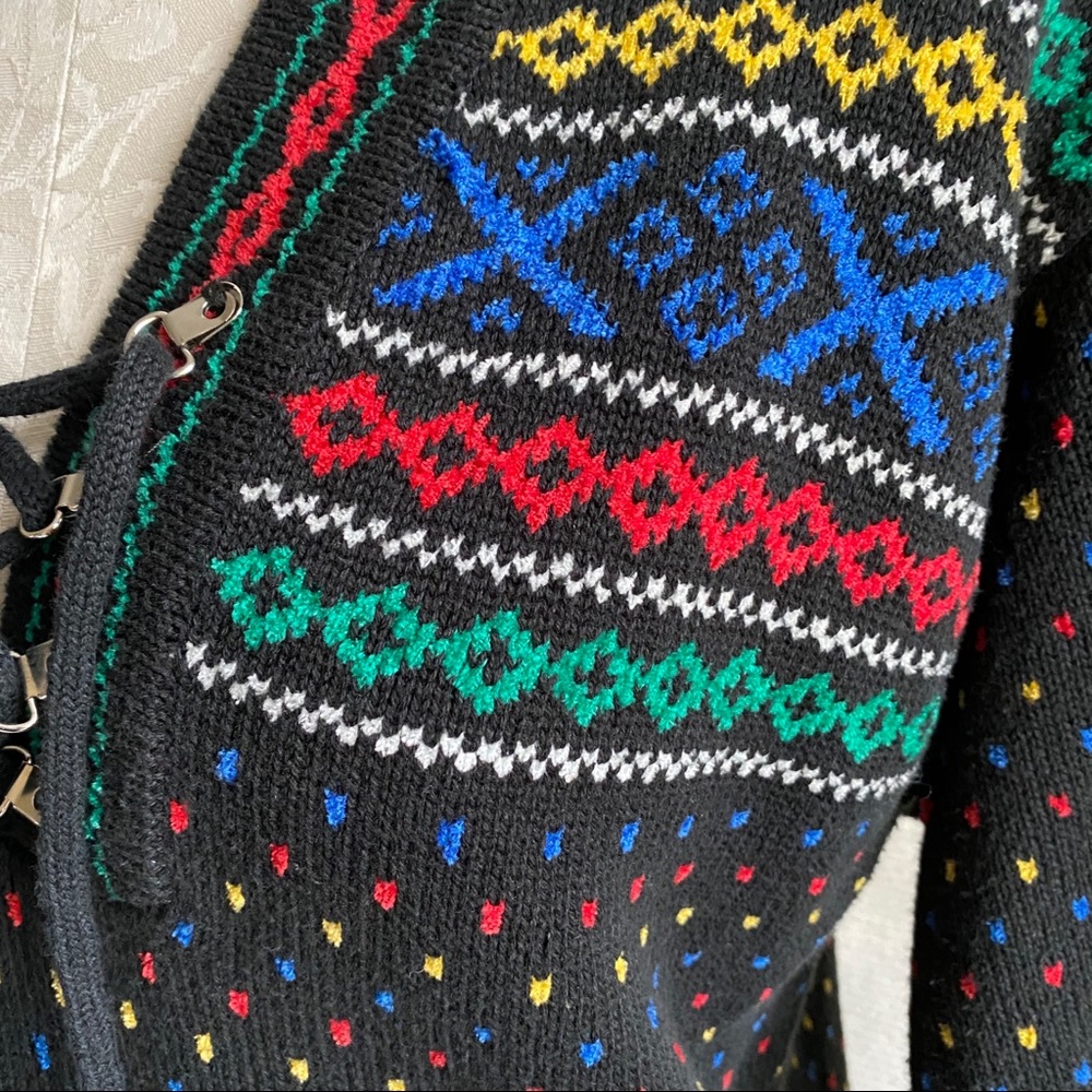 Vintage 80s OS Funky Ski Sweater Tunic Bold Colors - Picture 6 of 8